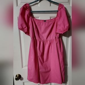 SHEIN Curve size 2XL Bright Pink cotton dress with Puffy cap sleeves. XXL